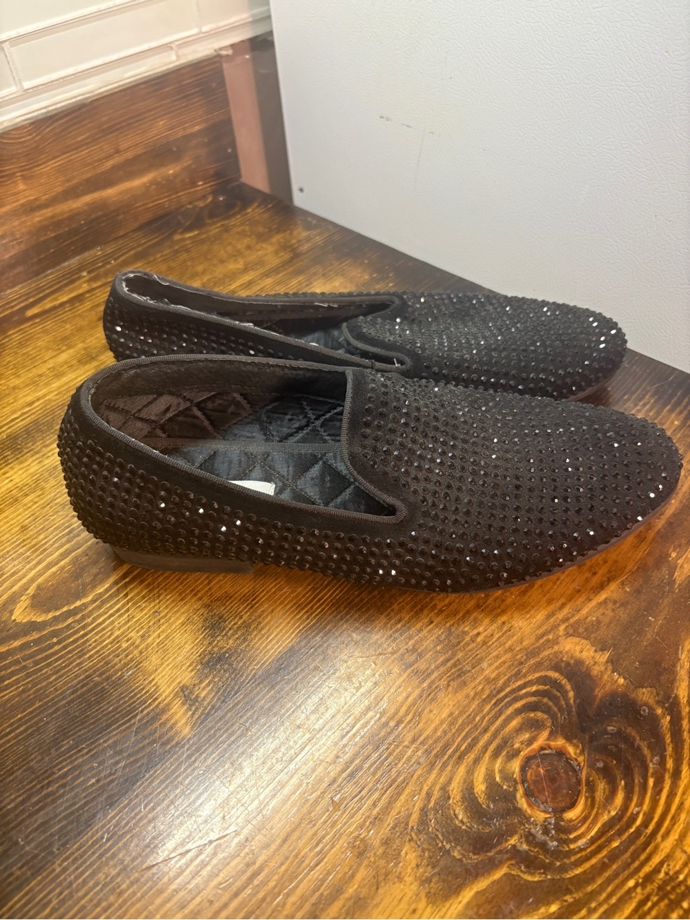 Steve Madden Black Caviar Jeweled Loafers Men’s Size 10 - Picture 1 of 10